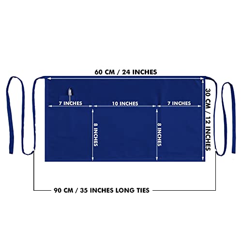 Waitress Apron with Pockets (Blue - Pack of 3)