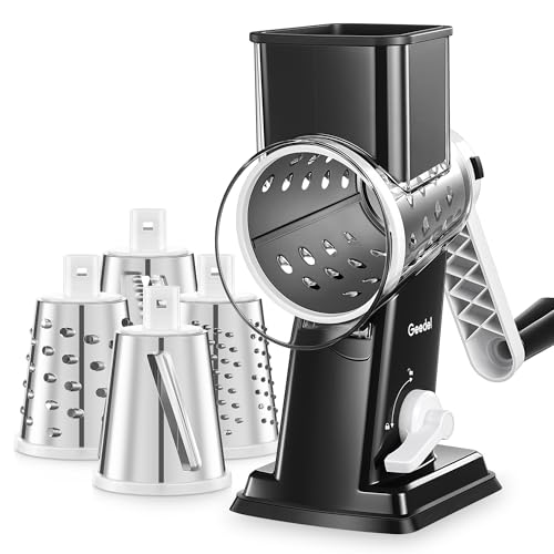 Upgraded Rotary Cheese Grater Hand Crank (Black / 4 Blades)