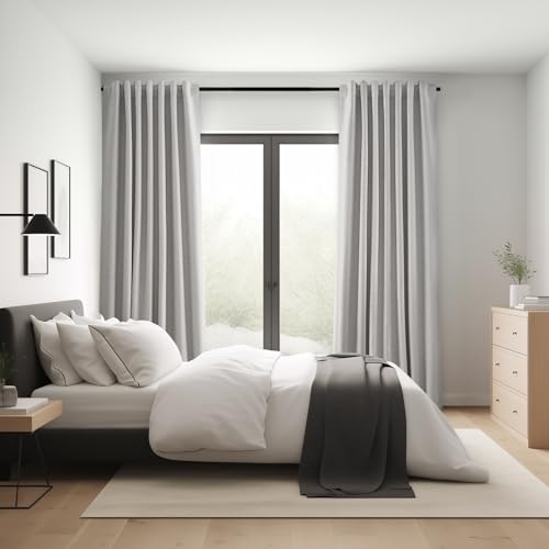 102 Inches Long Custom Blackout Linen Curtains (Grey Beige / 52"W x 102"L (Pack of 2))