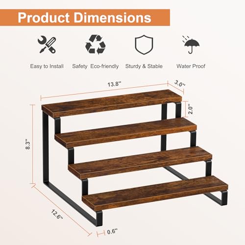 4 Tier Spice Rack (Rustic Brown, 4 Tier, 2 Pack / 4 Tier 2 Pack)