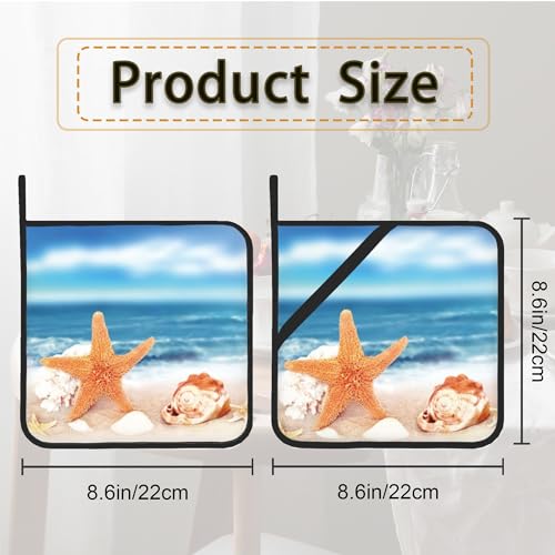 Beach Starfish Shells Pot Holder Set of 2 (Beach Starfish Shells)
