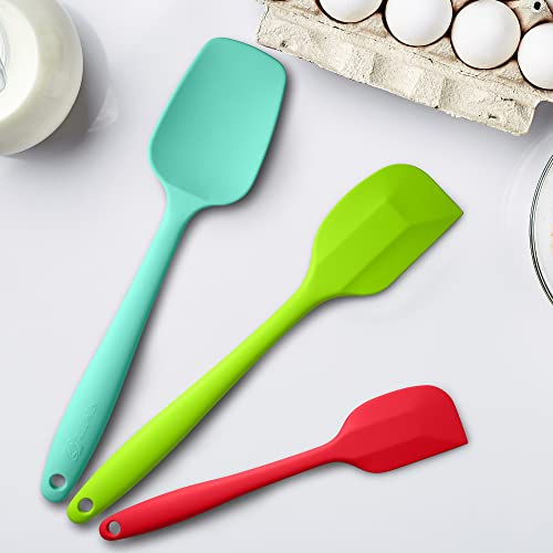 3 Piece Silicone Spatula Set (Red/Green/Aqua Sky)