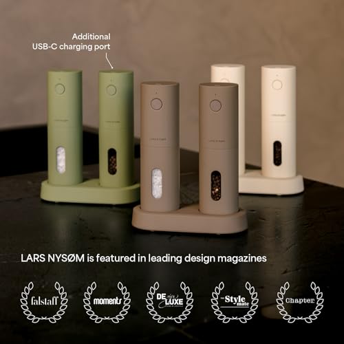 Electric Salt and Pepper Grinder Set (Sage Green)