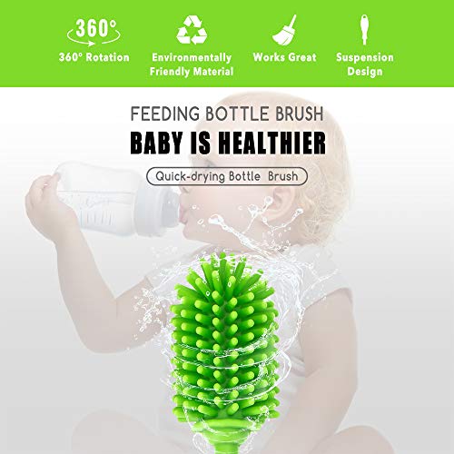 Silicone Bottle Brush with Long Handle (Green)