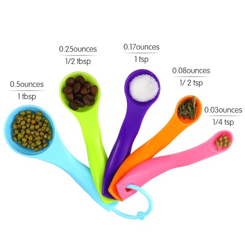 20 Pcs Colorful Plastic Measuring Spoons for Kitchen Baking (Colorful)