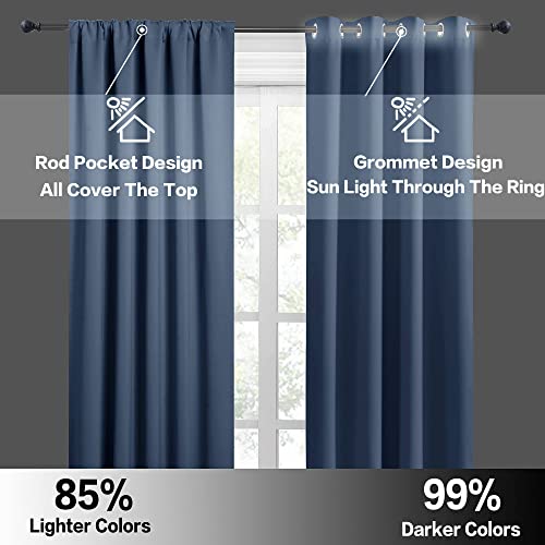 Small Window Curtains 45 inches Length for Kitchen Cafe Bathroom (Stone Blue / 42"W x 45"L (Pack of 2))