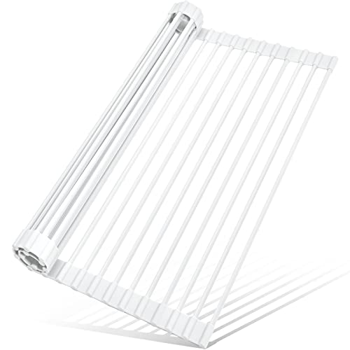 Roll Up Dish Drying Rack (Rectangle-white / Rectangle: 18" x 13")