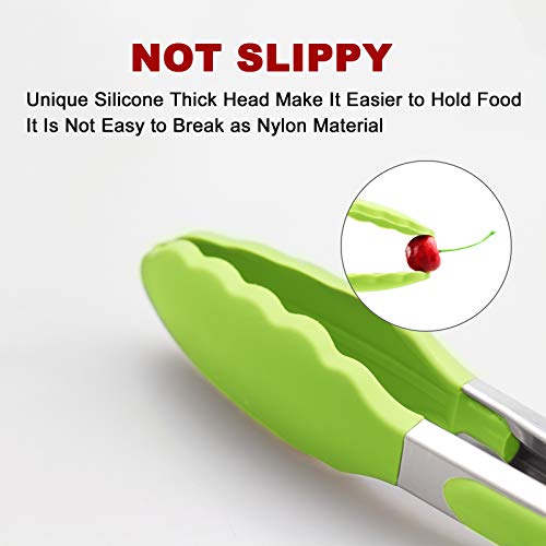 3 Pack Silicone Kitchen Tongs (Green)