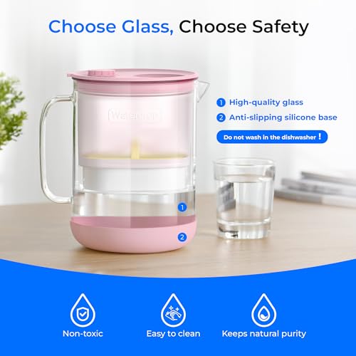 PT 72P Glass Water Filter Pitcher (Pink)