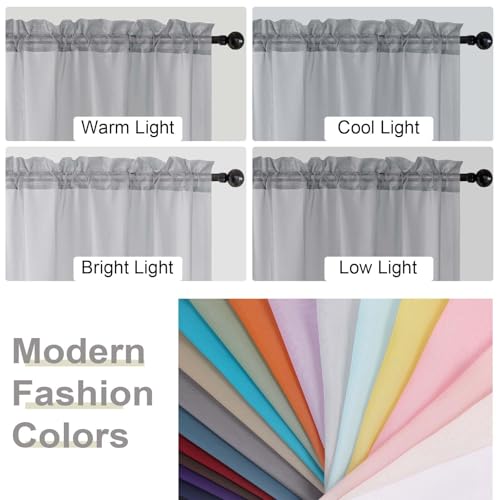 Light Grey Sheer Curtains for Bedroom Living Room 45 Inch Length 2 Panels (Light Grey / 42"W x 45"L (Pack of 2))