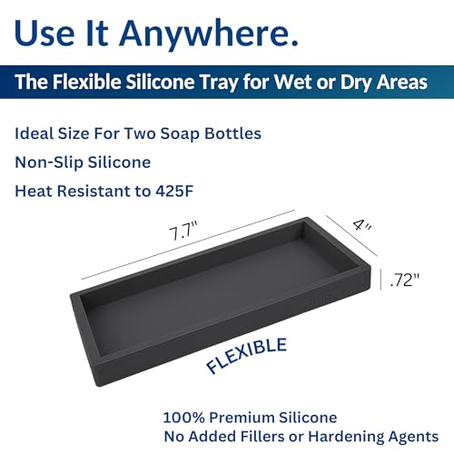 Countertop & Vanity Silicone Tray (Black / 2 PC Small - 7")