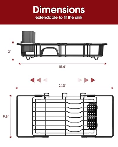 Dish Drying Rack in Sink (Black / Standard - 15.4" × 9.8" × 3")