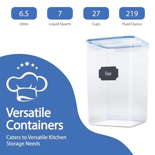 Extra Large Airtight Food Storage Containers with Blue Lid Color