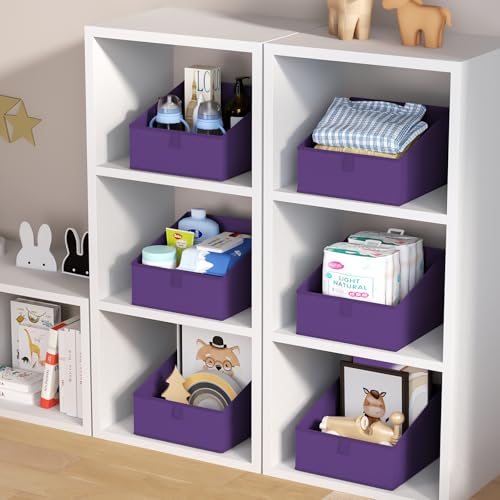 Closet Storage Bins 8 Pack (Purple / 8 Bins 11.4"x11.4"x7.8")