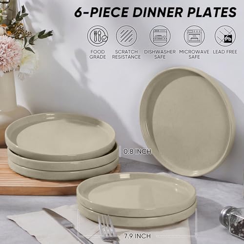 7.9 Inch Ceramic Dinner Plates (Deep Khaki / 7.9'')