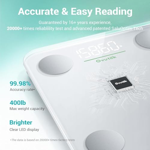 Smart Scale for Body Weight Digital Bathroom Scale with BMI Body Fat (White)
