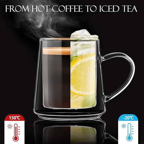 10.8oz Double Wall Glass Coffee Mugs (Clear mug-10.8oz)