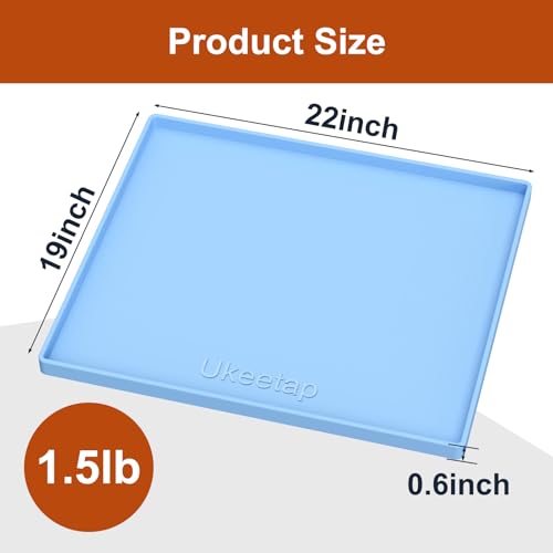 22" x 19" Extra Thick Silicone Mat Waterproof with Raised Edge (Blue / 22"L x 19"W)