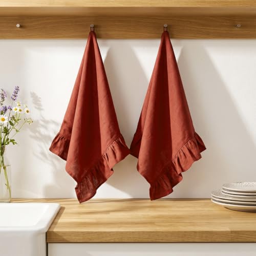 Rust Red Kitchen Towels Set of 2 (Rust Red / Retro)