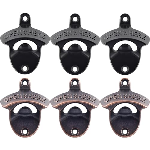 Rustic Wall Mount Bottle Cap Opener Antique Copper Stainless Table Mounted Beer Top Opener Black (Black, Antique Copper)