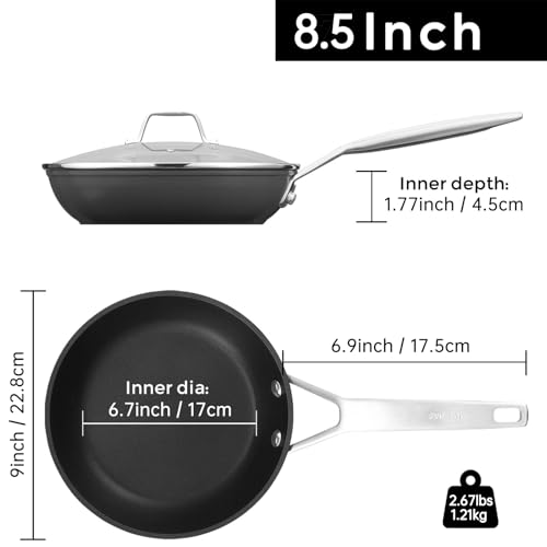 8.5 Inch Small Nonstick Frying pan with Lid (8.5-Inch)