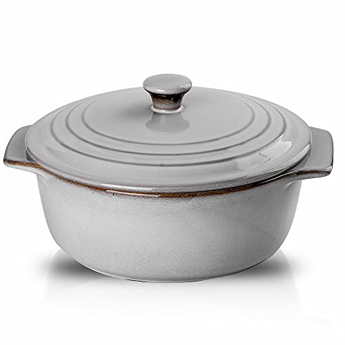 Ceramic Casserole Dish with Lid Oven Safe (Variable Grey)