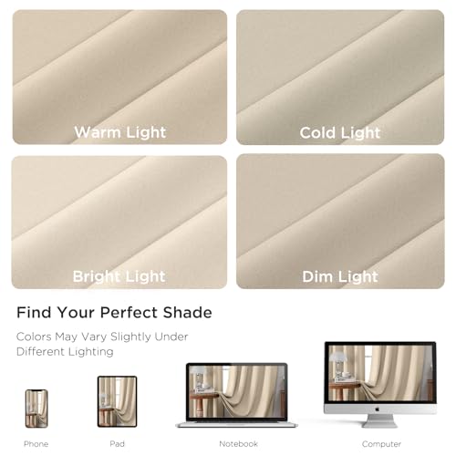 Light Beige Blackout Curtains 90 inch Length 2 Panels Set (Light Beige / 52"W x 90"L (Pack of 2))