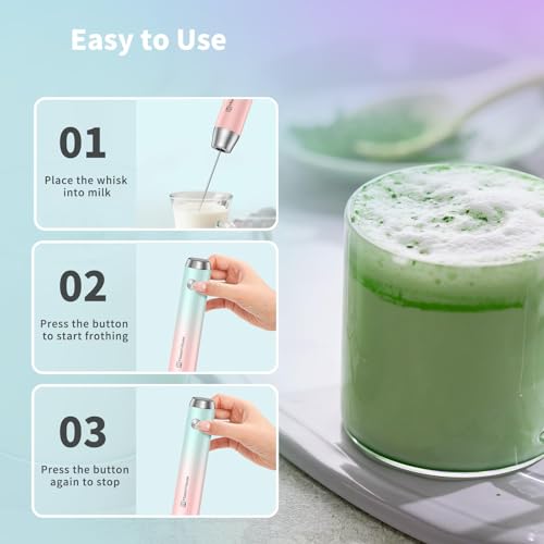 LunaFro Rechargeable Milk Frother (Blue and Pink)