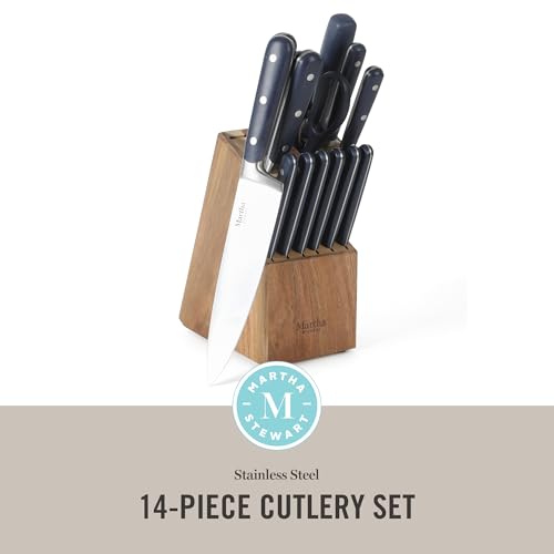 Eastwalk 14 Piece High Carbon Staineless Steel Cutlery Set w (Knife Block Set (14-Piece) / Navy Blue)