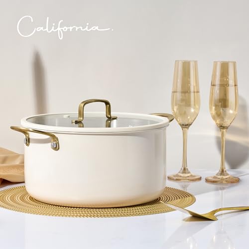 8QT Full Clad Tri Ply Stainless Steel Stock Pot with Lid (Cream White / 8 Quarts)