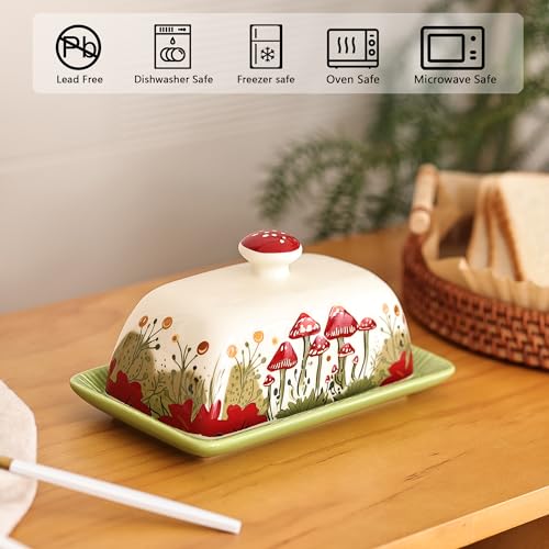 Ceramic Butter Dish with Lids (['White', 'Red', 'Green'] / Standard)