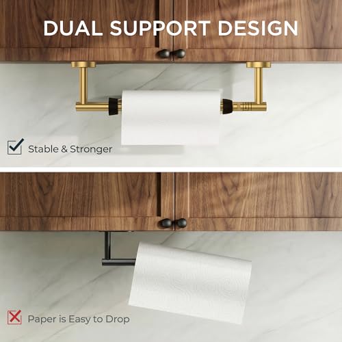 Paper Towel Holder Under Cabinet (Brushed Gold)