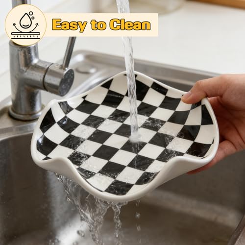 Ceramic Spoon Rest (Black/White)