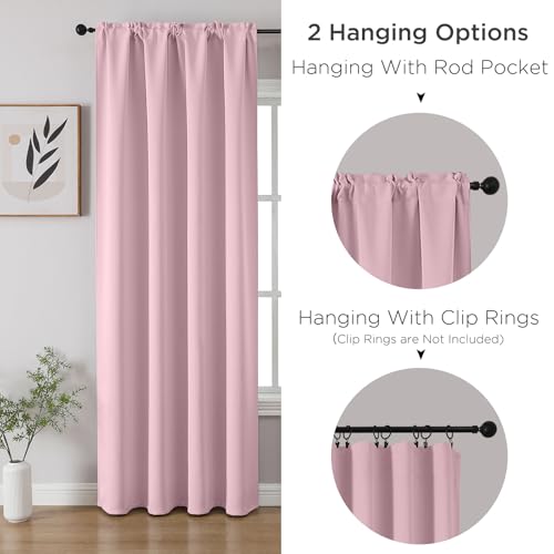 Light Pink Blackout Curtains 84 inch Length 2 Panels Set (Light Pink / 52"W x 84"L (Pack of 2))
