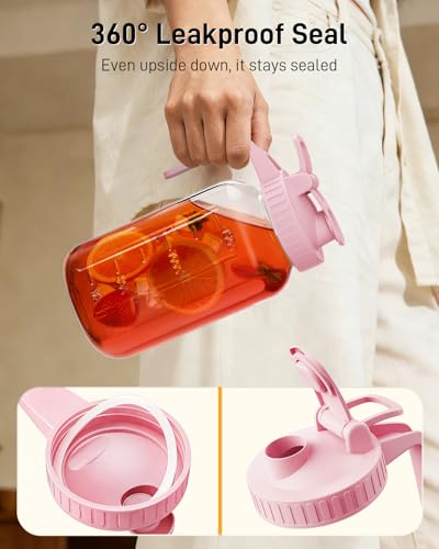 64 oz Mason Jar Pitcher (Pink / 64 Ounces)