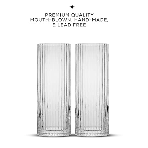 Elle 16oz Fluted Highball Glasses Set of 2 (Highball Glasses)