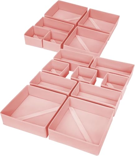 Drawer Organizer for Clothing (Pink / 15 Pack)