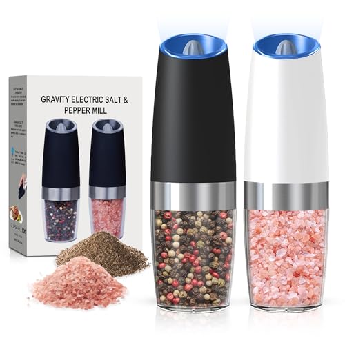 Battery Operated Salt And Pepper Grinder Set 2 Pack (Battery/2pcs/Black+White)