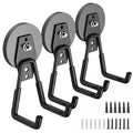 3Pcs Heavy Duty Storage Magnetic Utility Hooks Large Garage Strong Extra Magnet Hooks Hanger with Anti (2.6" Magnet-3 Pack-Black)