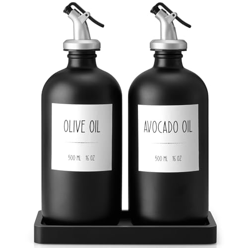 Olive Oil Dispenser Bottle for Kitchen (Black)