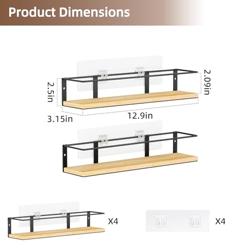 Spice Rack Self (4 Pack- Wood Color)