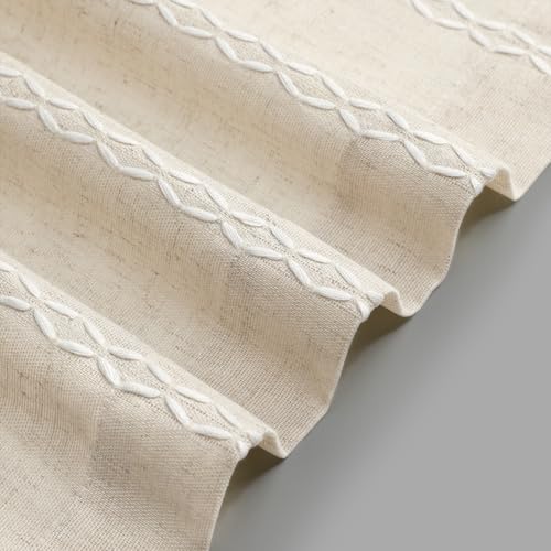 Boho Kitchen Cafe Curtains 25x24 Inch (Light Beige / 25"W x 24"L (Pack of 2))