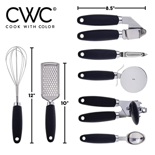 Kitchen Gadget Set Stainless Steel Utensils with Soft Touch Handles (Stainless Steel Black)