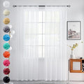 Solid Sheer Rod Pocket Curtain Voile Draperies 2 Panels White Beige Black Grey Coffee 42 Inch Width 63 Inch Long 1 Pair for Kitchen Bedroom Children Living Room Yard (White / 42"W x 63"L (Pack of 2))