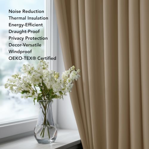 Blackout Curtains for Bedroom (Khaki / 52"W x 84"L (Pack of 2))
