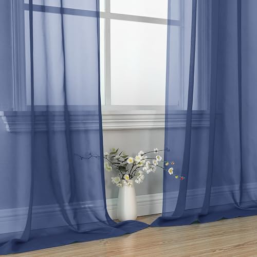 Royal Blue Sheer Curtains 63 Inches Long 2 Panels (Royal Blue / 42"W x 63"L (Pack of 2))