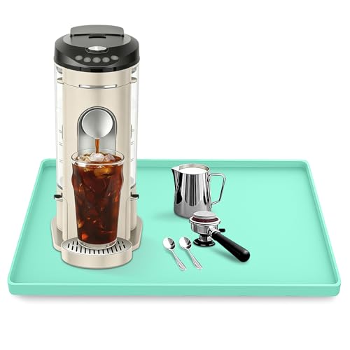 Silicone Coffee Maker Mat with Lip for Countertops 15.7''x11.8'' Mint Green (Mint Green / 15.7'' x 11.8'')