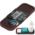 9x3.5) Silicone Sponge Holder for Kitchen Sink - Flexible Multipurpose Soap Tray - Sink Organizer for Kitchen, Bathroom, Makeup, Trinkets & More (Dark Mahogany) (Dark Mahogany (Medium) / Medium (9x3.5))