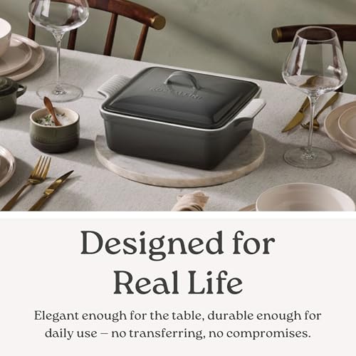Stoneware Casserole Dish Bakeware with Lid (2.5 Qt / Ocean Blue)