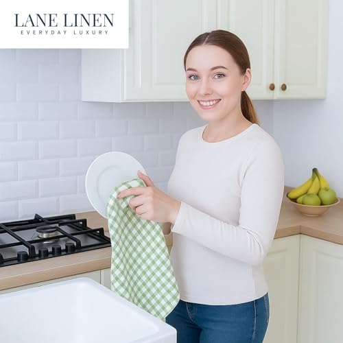 Cotton Dish Towels for Kitchen Quick Drying (18"x28" - 4 Pack / 08: Sage Green)